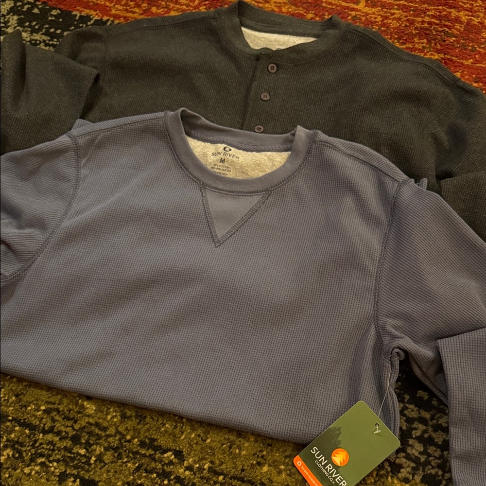 Sunriver charcoal  and Blue Thermal Shirts lot bundle Medium new